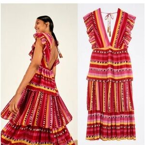 FARM Rio Pink and Yellow Backless Dress